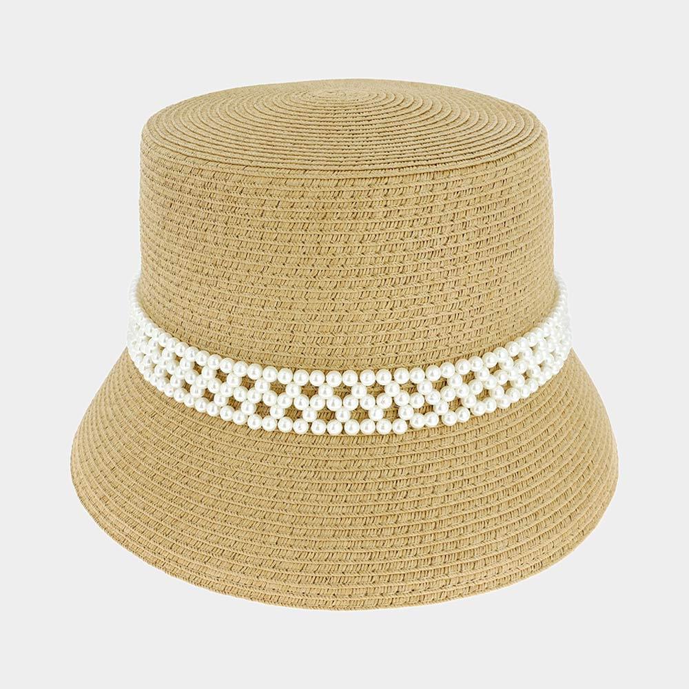 Pearl Pointed Straw Bucket Sun Hat