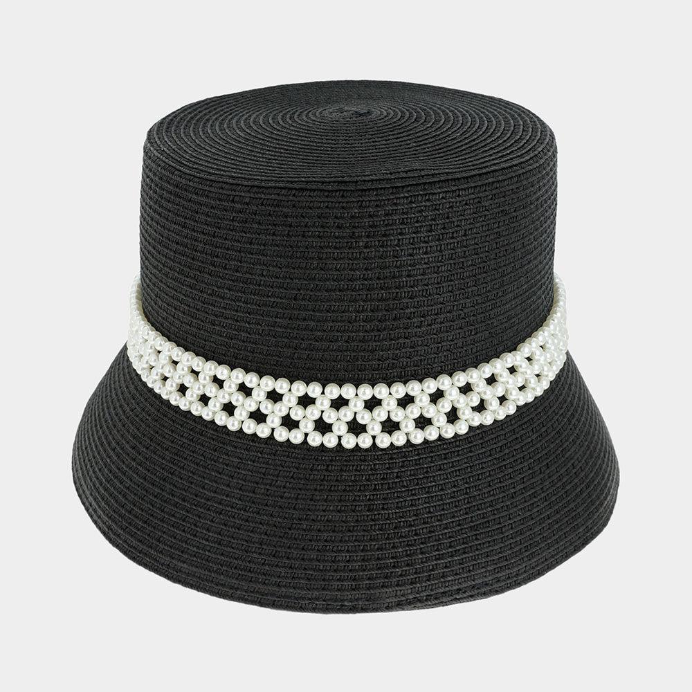 Pearl Pointed Straw Bucket Sun Hat - Jewelry Store by Erik Rayo