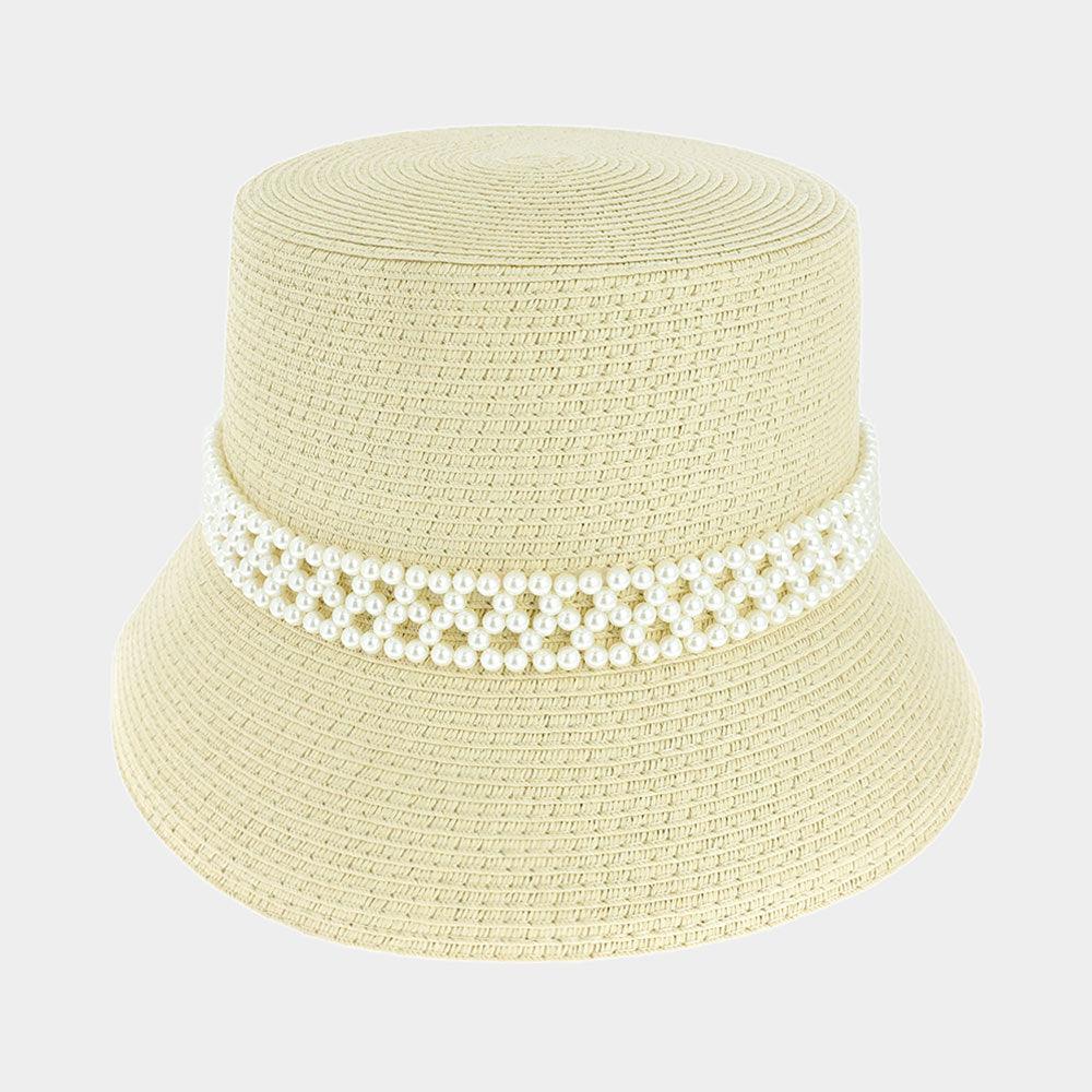 Pearl Pointed Straw Bucket Sun Hat