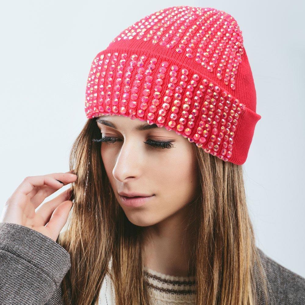 Single Sided Studded Knit Beanie Hat - Jewelry Store by Erik Rayo