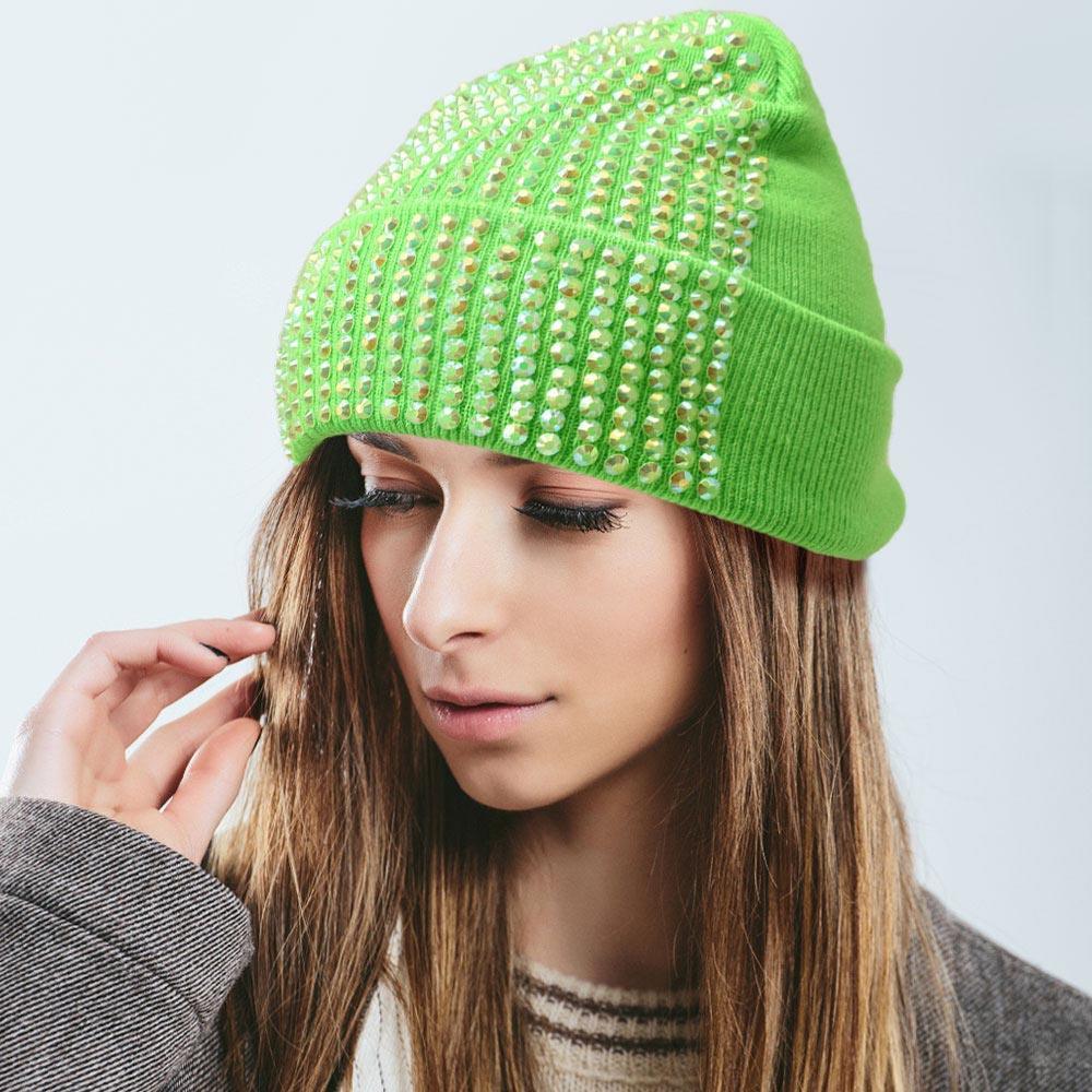 Single Sided Studded Knit Beanie Hat - Jewelry Store by Erik Rayo