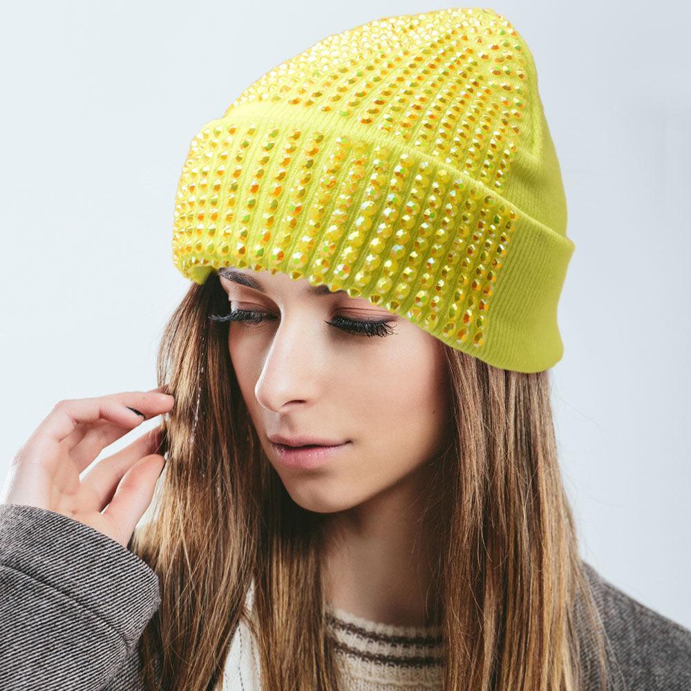 Single Sided Studded Knit Beanie Hat - Jewelry Store by Erik Rayo