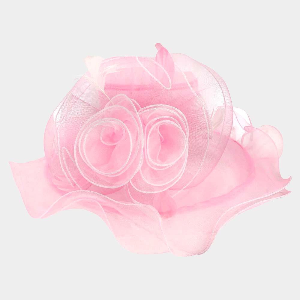 Flower Feather Accented Double Layered Organza Hat - Jewelry Store by Erik Rayo