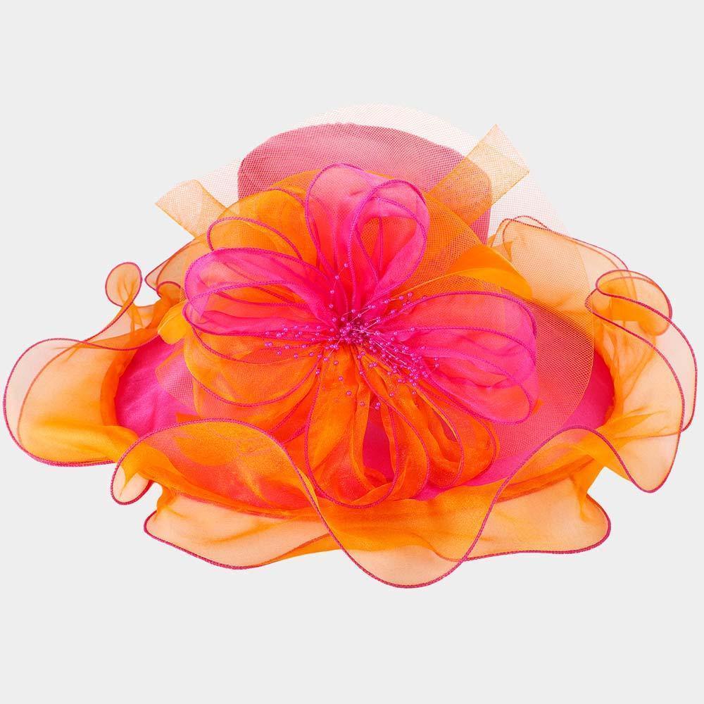 Flower Accented Double Layered Organza Hat - Jewelry Store by Erik Rayo