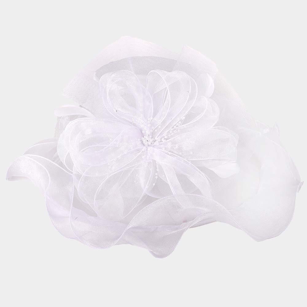 Flower Accented Double Layered Organza Hat - Jewelry Store by Erik Rayo