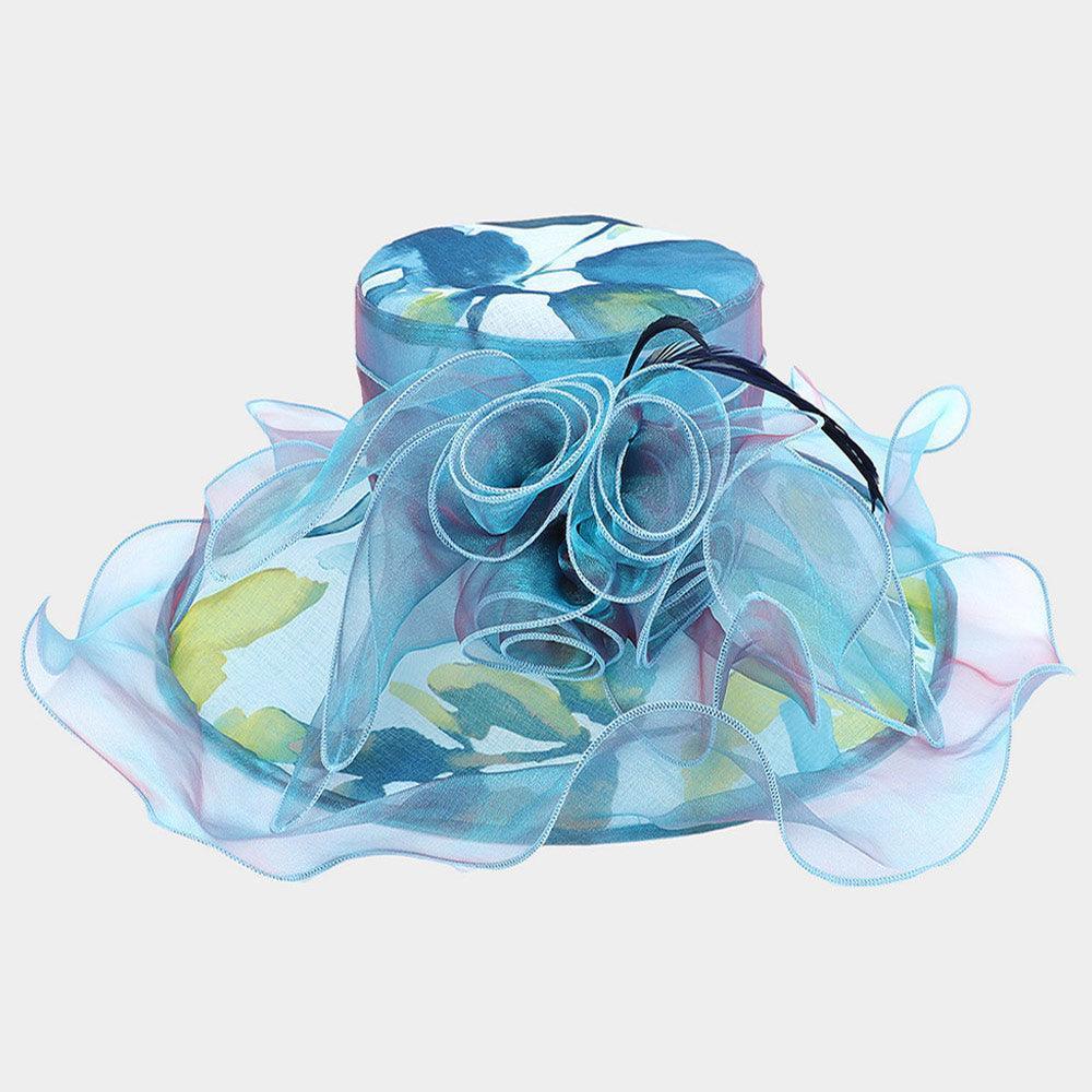 Flower Accented Abstract Leaf Patterned Dressy Hat - Jewelry Store by Erik Rayo