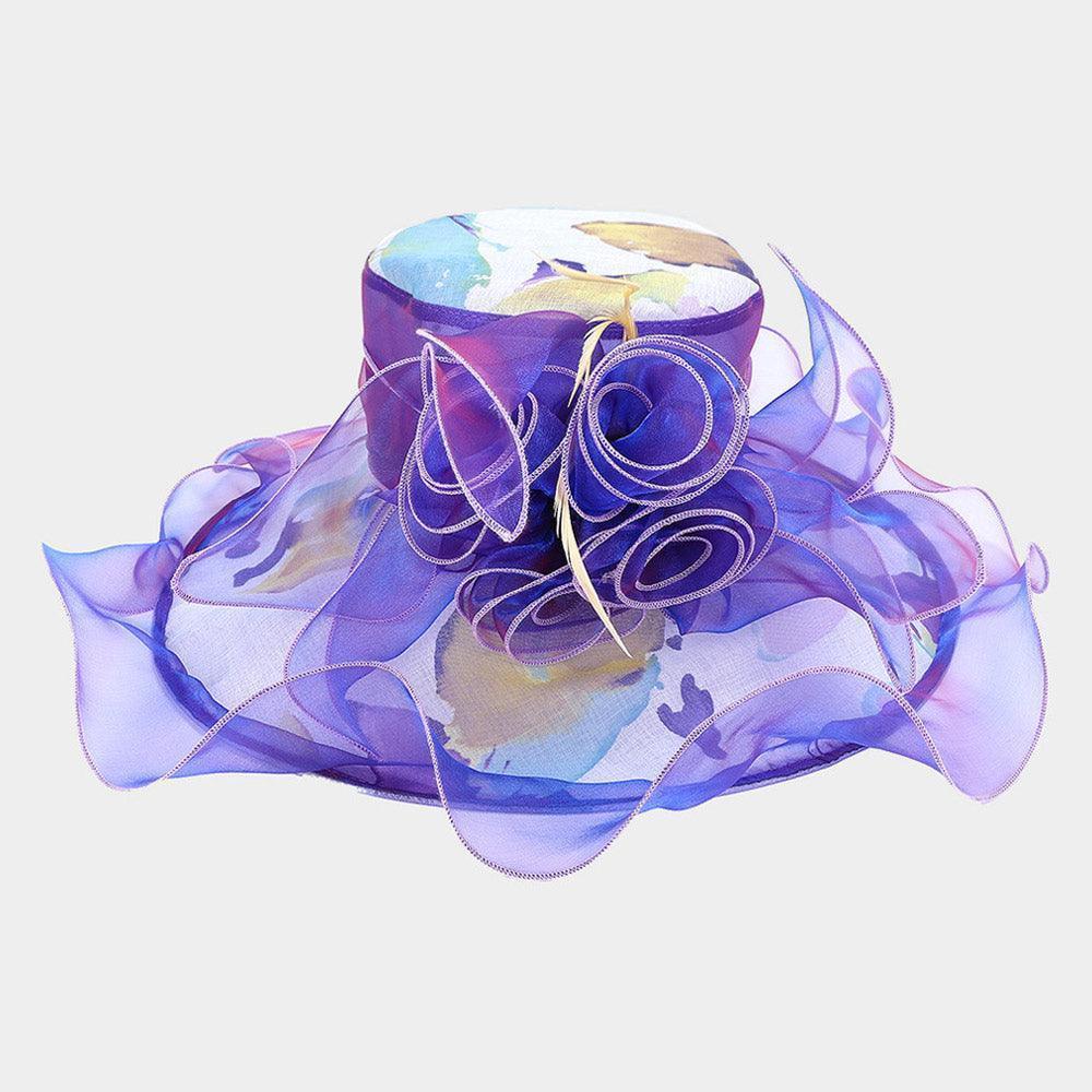 Flower Accented Abstract Leaf Patterned Dressy Hat - Jewelry Store by Erik Rayo