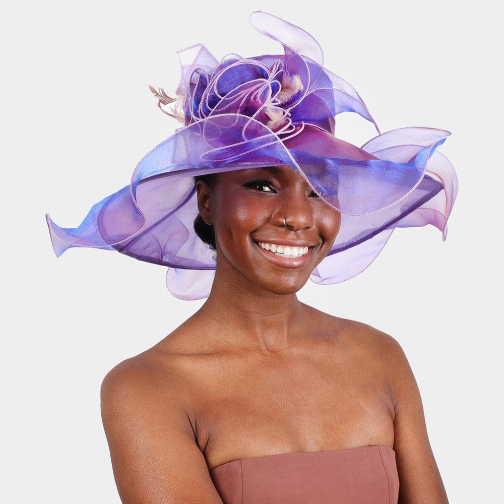 Flower Accented Abstract Leaf Patterned Dressy Hat - Jewelry Store by Erik Rayo