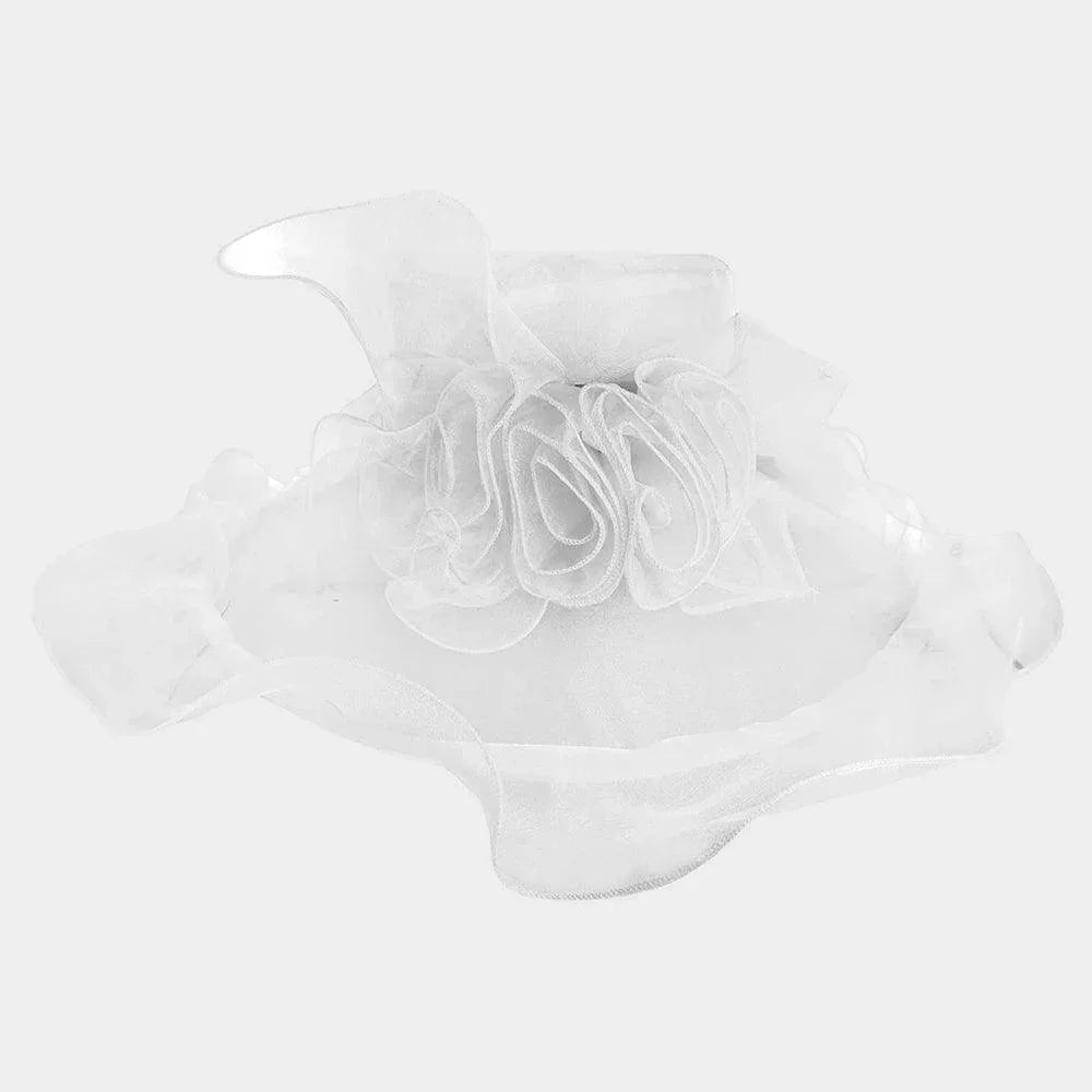 Flower Accented Abstract Leaf Patterned Dressy Hat - Jewelry Store by Erik Rayo