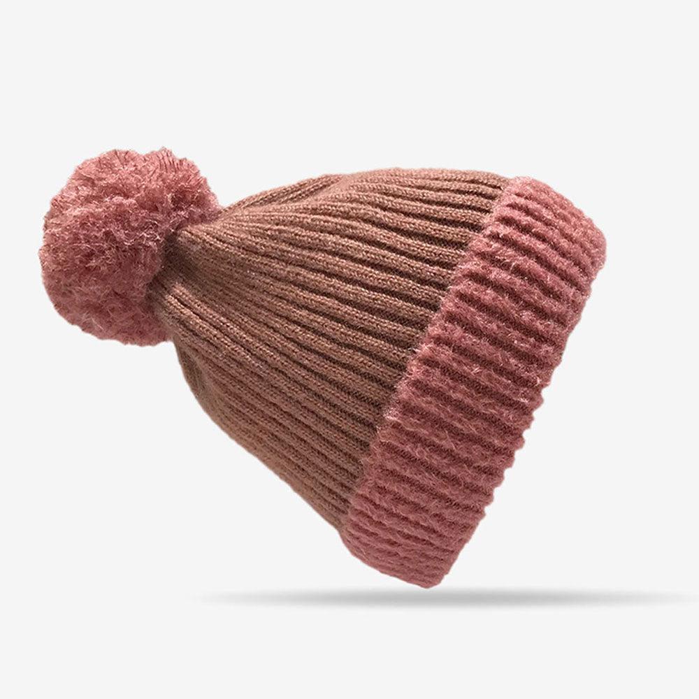 Face Mask Holder Button Cable Knit Pom Pom Beanie Hat - Jewelry Store by Erik Rayo