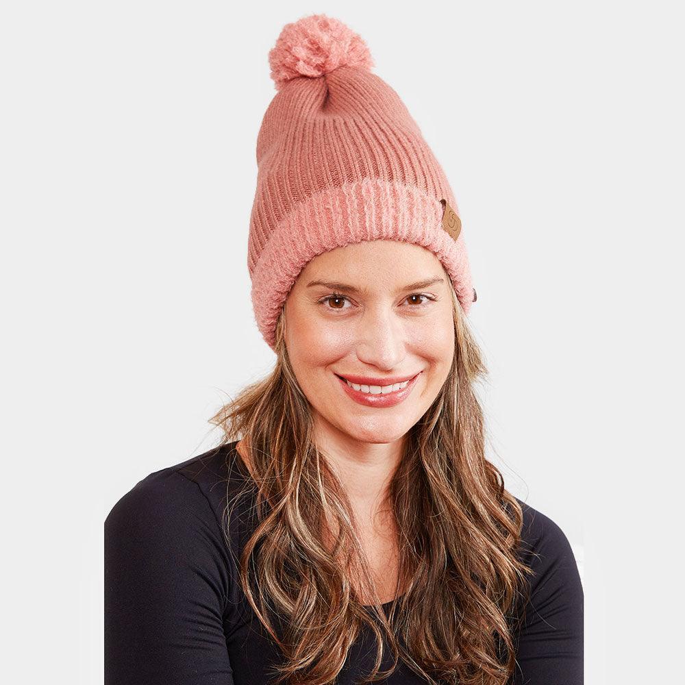 Face Mask Holder Button Cable Knit Pom Pom Beanie Hat - Jewelry Store by Erik Rayo