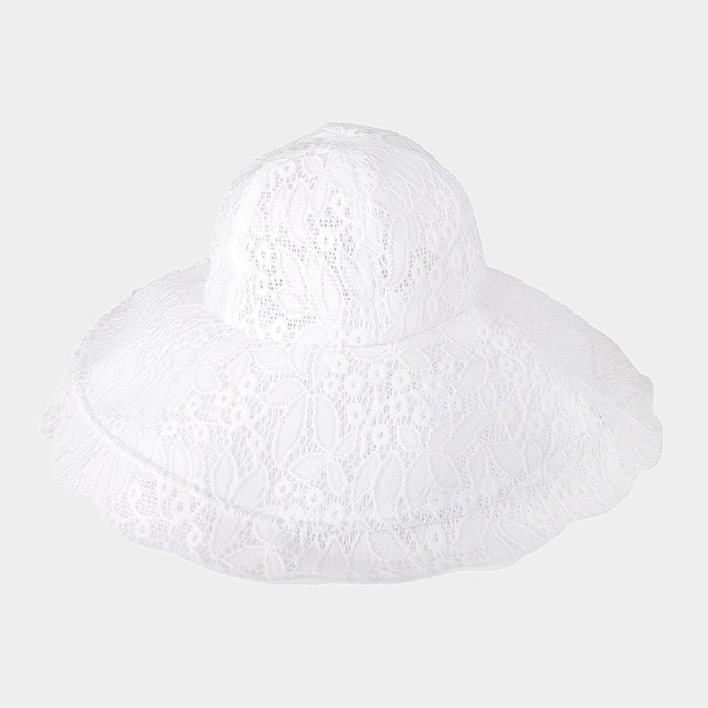 Leaf Detailed Chin Tie Lace Sun Hat - Jewelry Store by Erik Rayo