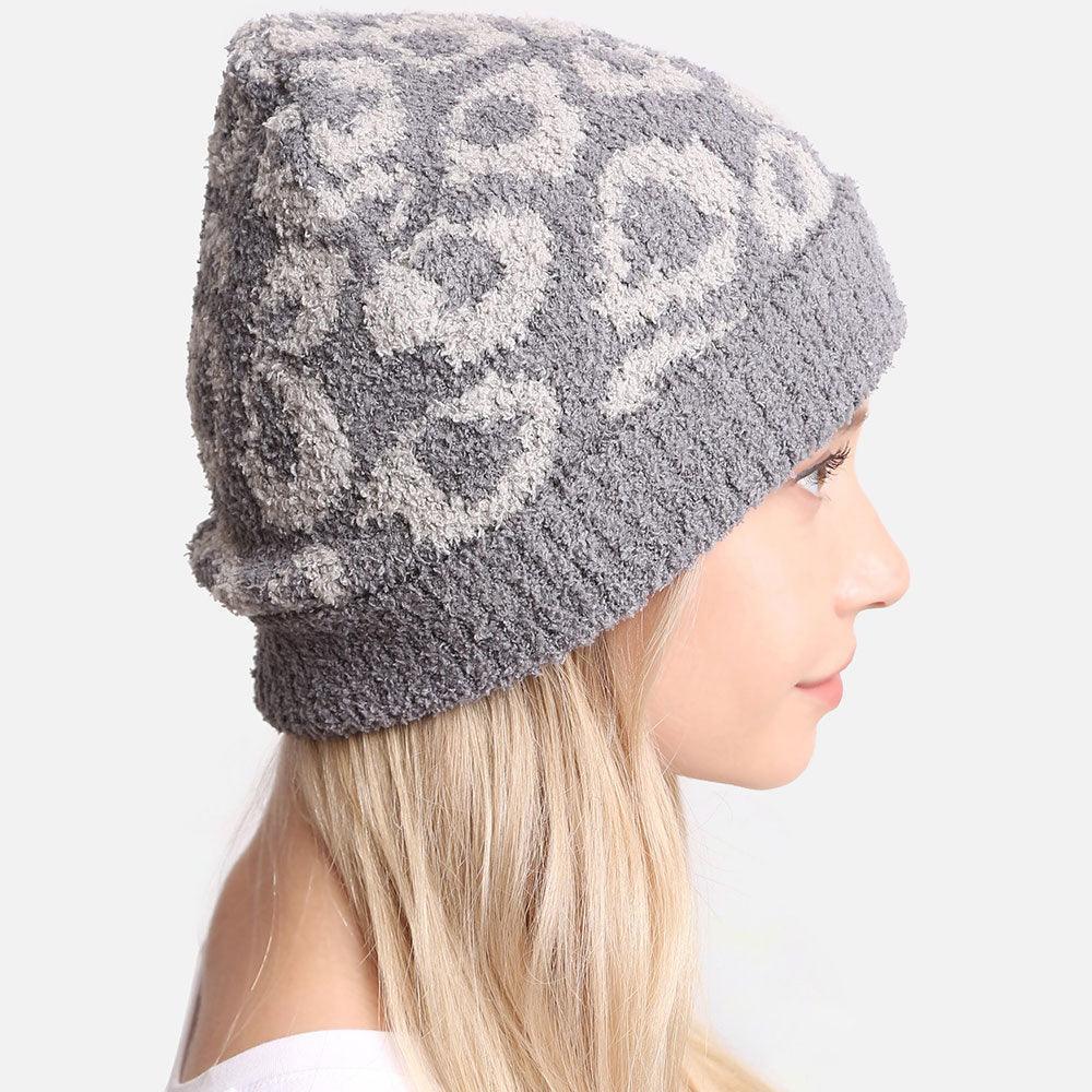 Leopard Patterned Soft Knit Beanie Hat - Jewelry Store by Erik Rayo