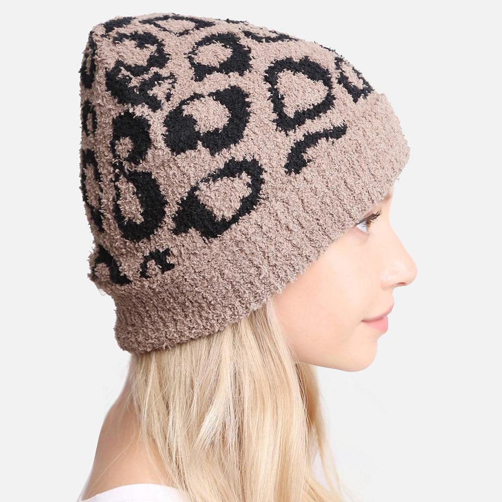 Leopard Patterned Soft Knit Beanie Hat - Jewelry Store by Erik Rayo