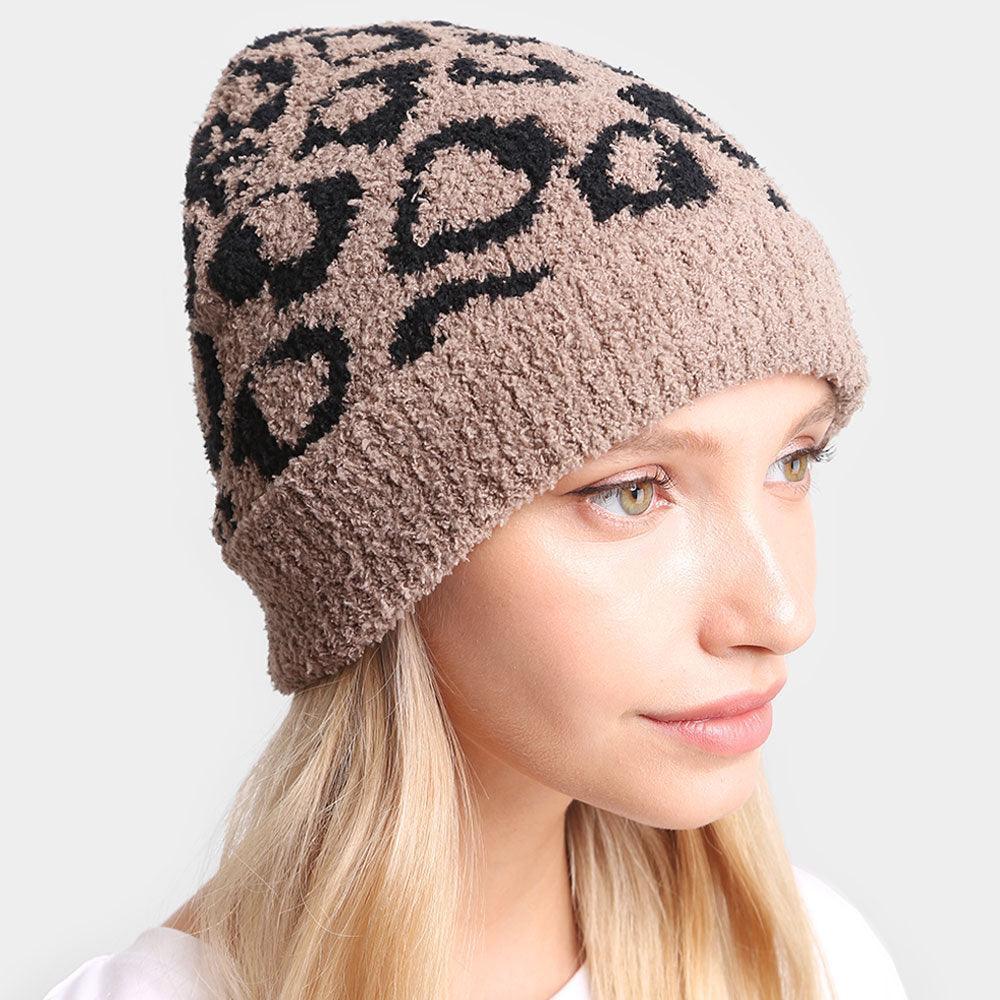 Leopard Patterned Soft Knit Beanie Hat - Jewelry Store by Erik Rayo
