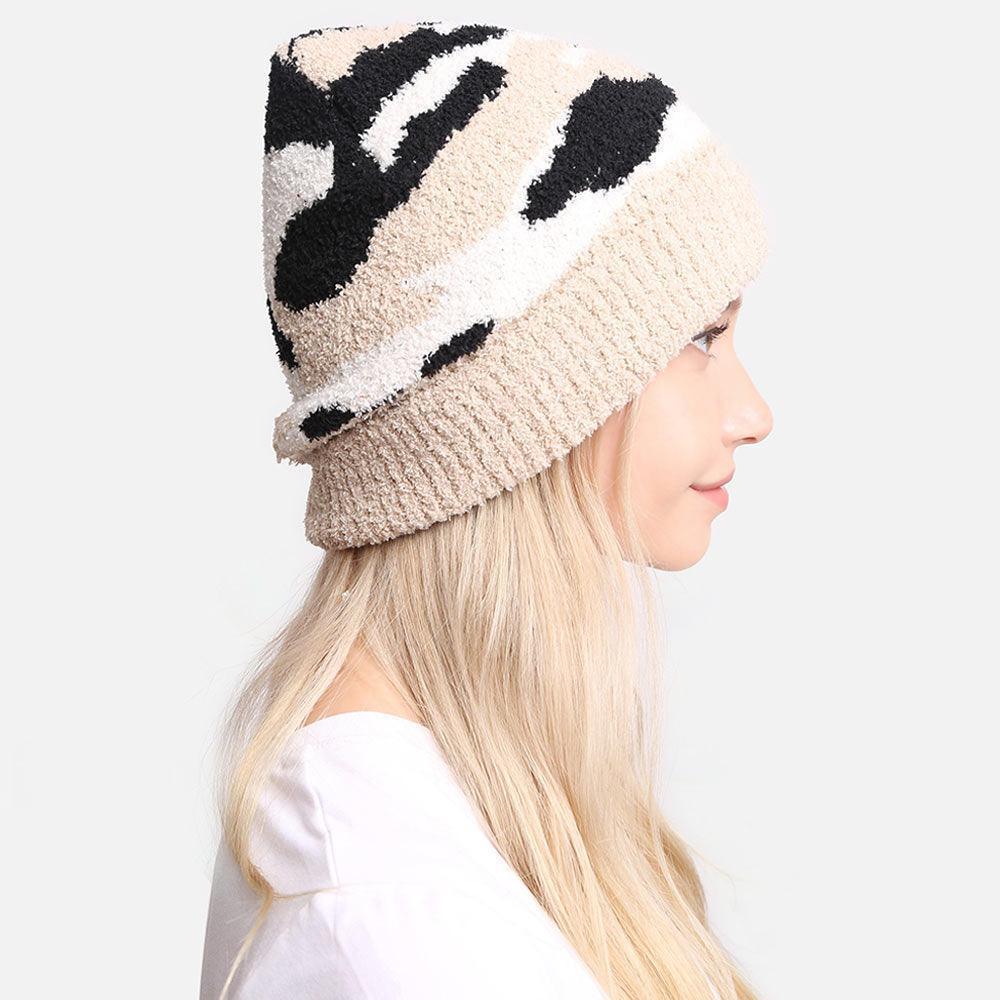 Camouflage Patterned Ribbed Trim Soft Beanie Hat - Jewelry Store by Erik Rayo