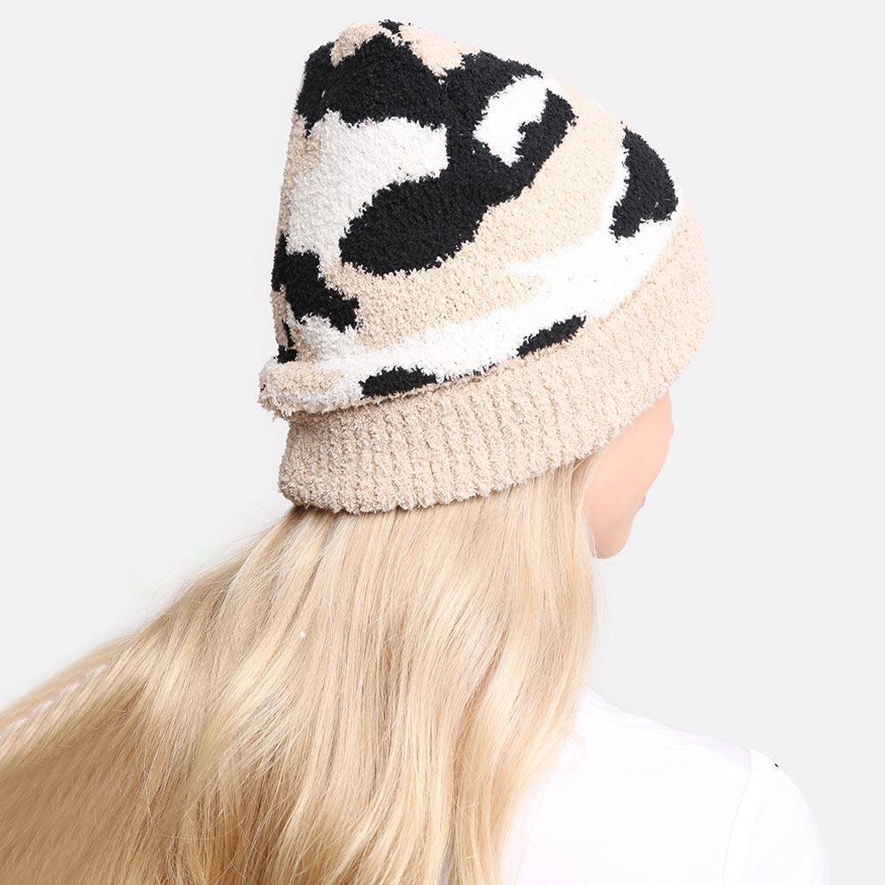 Camouflage Patterned Ribbed Trim Soft Beanie Hat - Jewelry Store by Erik Rayo