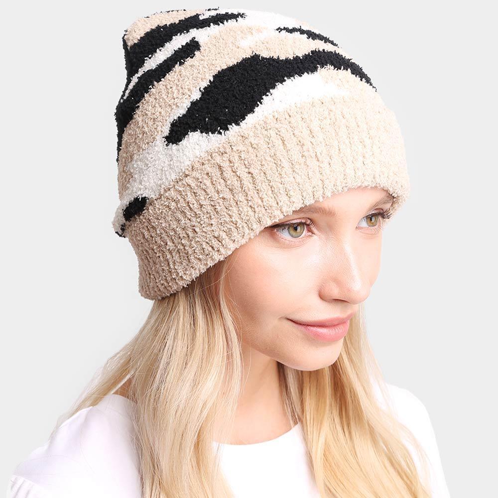 Camouflage Patterned Ribbed Trim Soft Beanie Hat - Jewelry Store by Erik Rayo