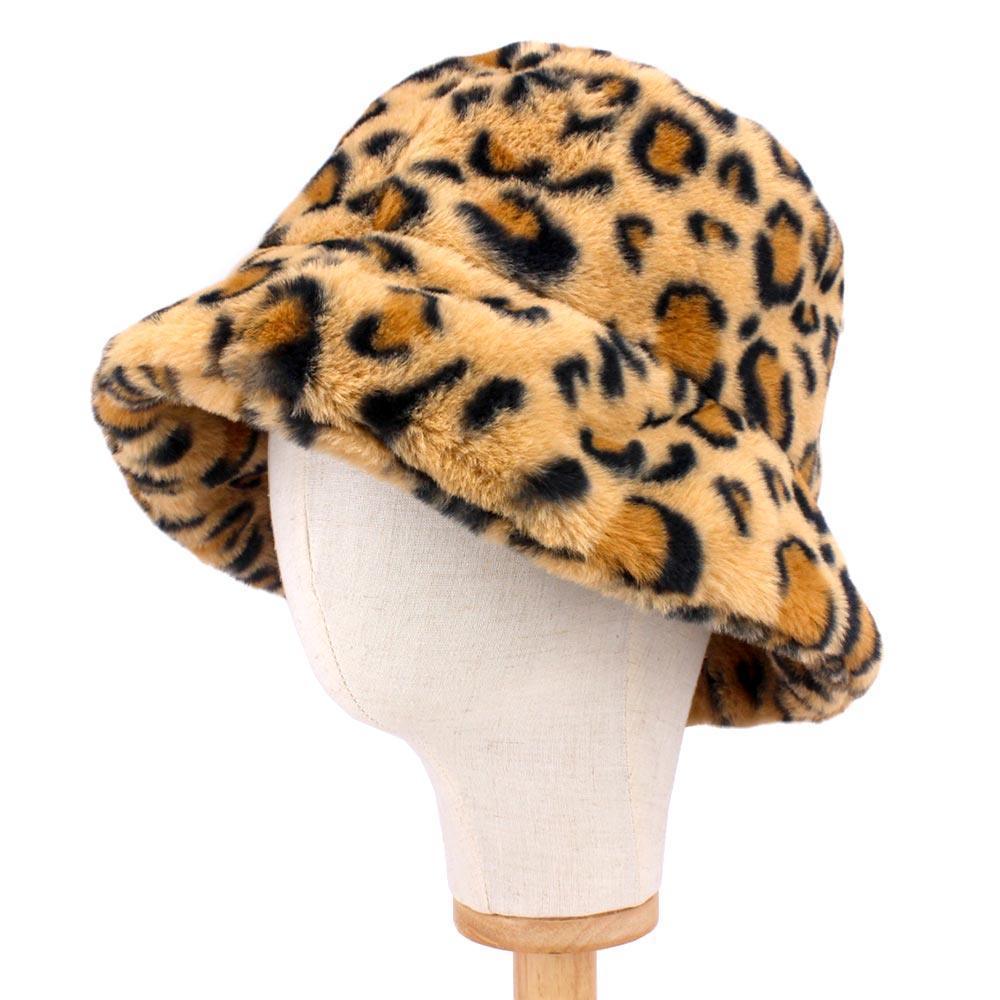 Leopard Patterned Faux Fur Bucket Hat - Jewelry Store by Erik Rayo