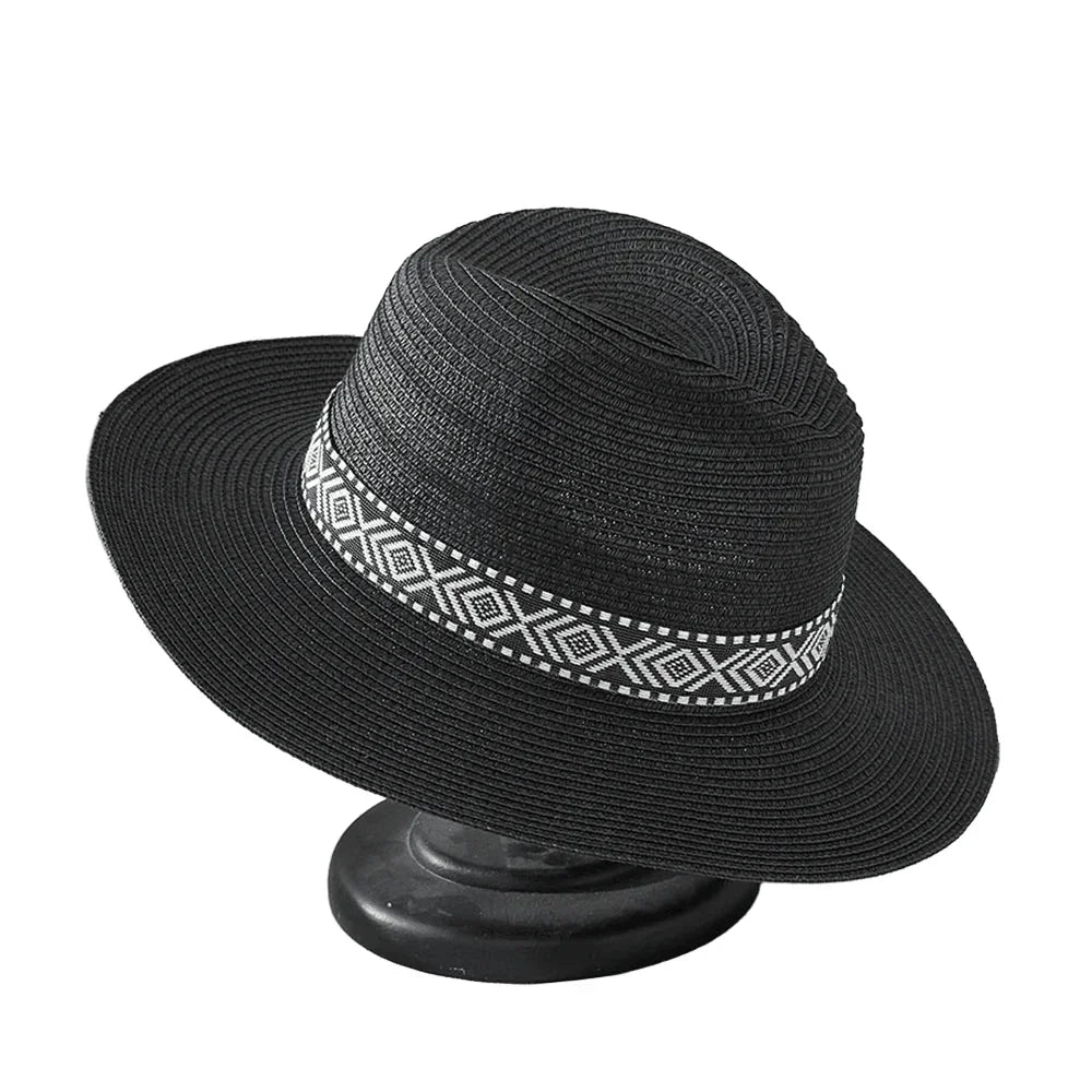 Aztec Strap Straw Fedora Hat - Jewelry Store by Erik Rayo
