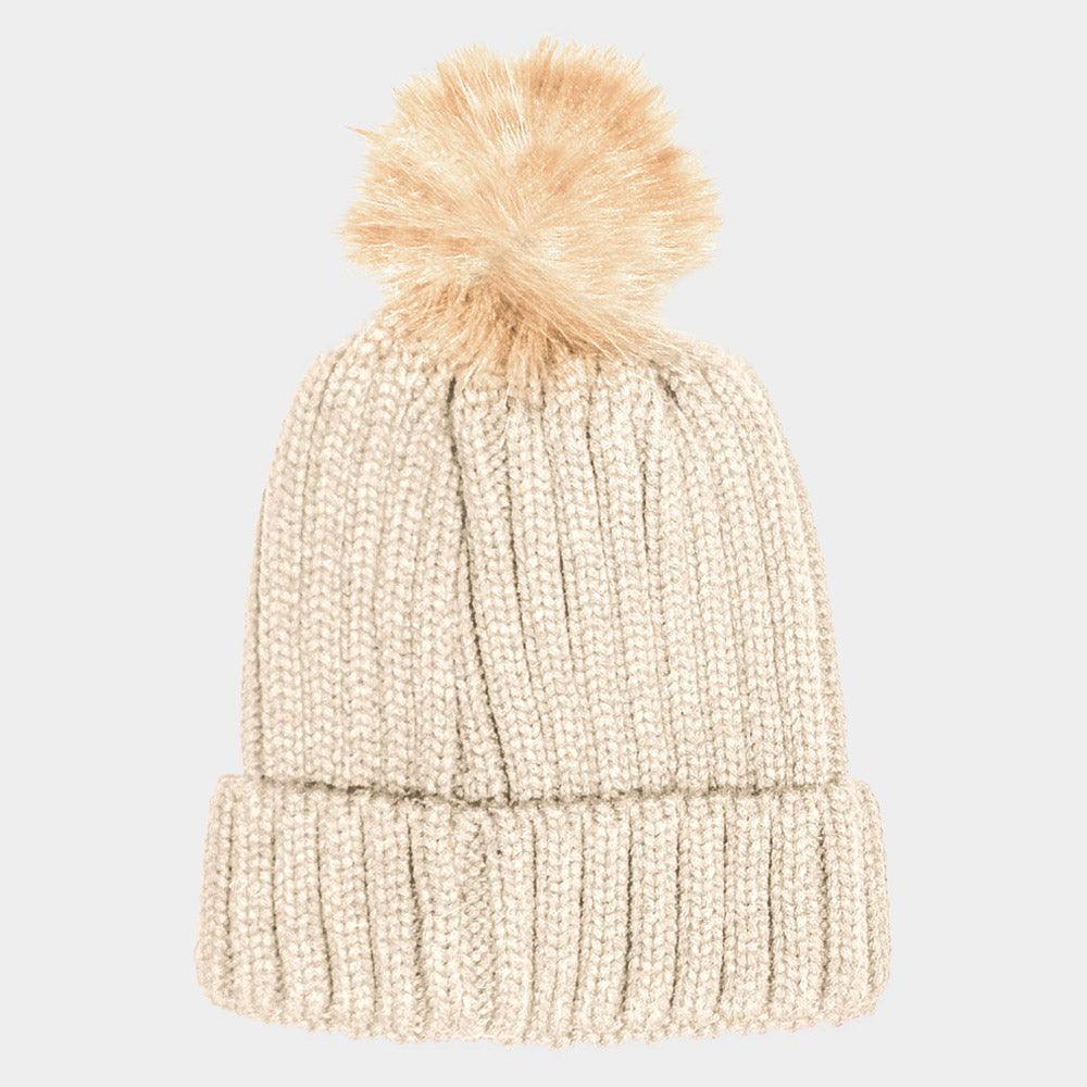 Cable Knit Pom Pom Beanie Hat - Jewelry Store by Erik Rayo