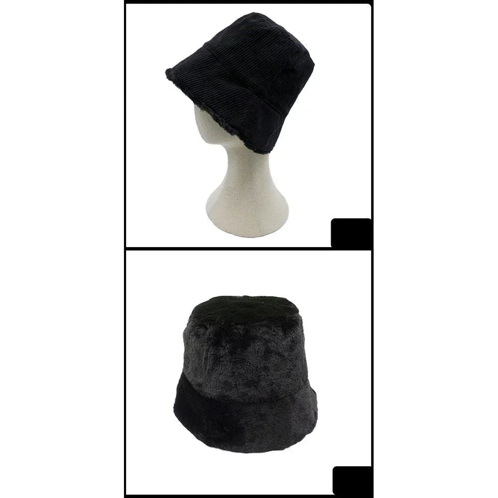 Reversible Corduroy Soft Faux Fur Bucket Hat - Jewelry Store by Erik Rayo