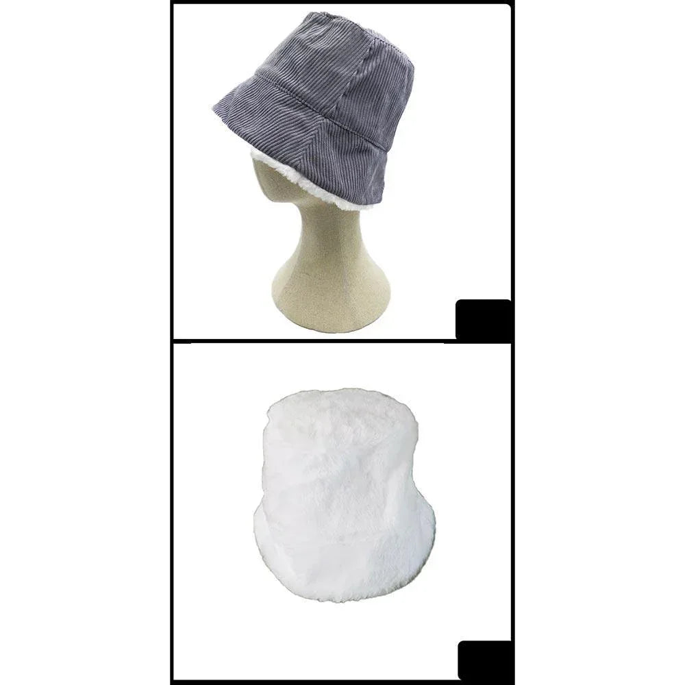 Reversible Corduroy Soft Faux Fur Bucket Hat - Jewelry Store by Erik Rayo