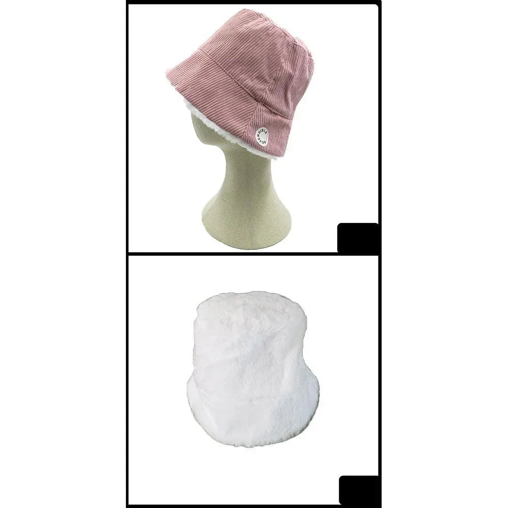 Reversible Corduroy Soft Faux Fur Bucket Hat - Jewelry Store by Erik Rayo
