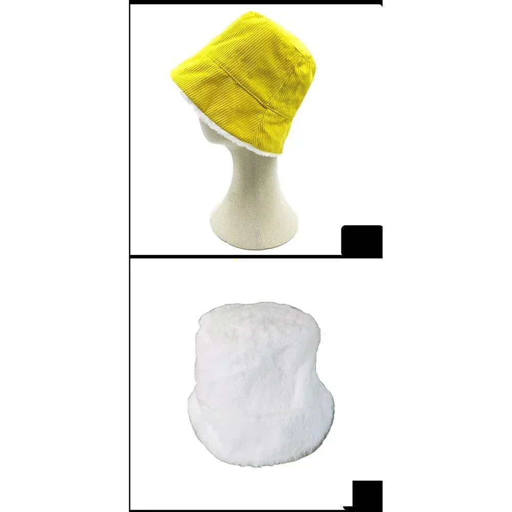 Reversible Corduroy Soft Faux Fur Bucket Hat - Jewelry Store by Erik Rayo