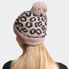Load image into Gallery viewer, Leopard Lined PomPom Beanie

