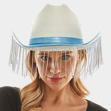 Load image into Gallery viewer, Rhinestone Fringe Glittered Cowboy Hat
