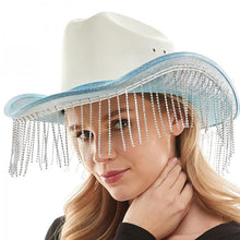 Load image into Gallery viewer, Rhinestone Fringe Glittered Cowboy Hat
