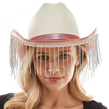 Load image into Gallery viewer, Rhinestone Fringe Glittered Cowboy Hat
