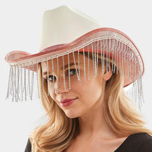 Load image into Gallery viewer, Rhinestone Fringe Glittered Cowboy Hat
