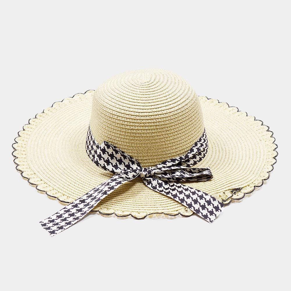 Houndstooth Band Straw Sun Hat - Jewelry Store by Erik Rayo