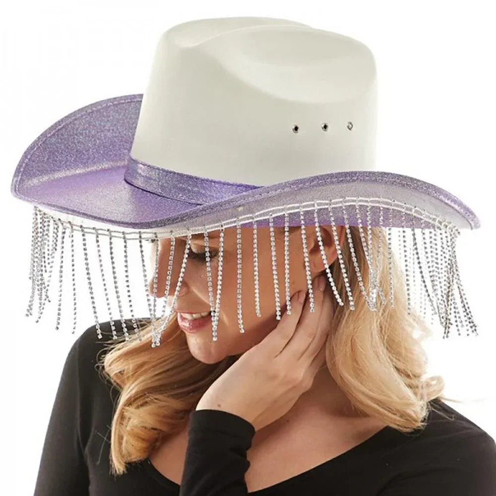Rhinestone Fringe Glittered Cowboy Hat - Jewelry Store by Erik Rayo