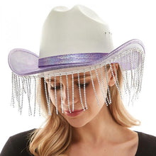 Load image into Gallery viewer, Rhinestone Fringe Glittered Cowboy Hat
