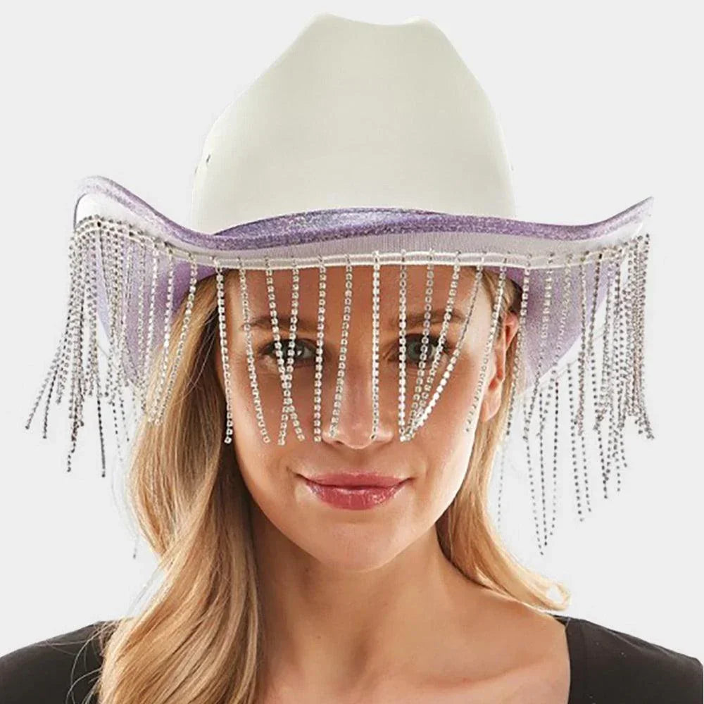 Rhinestone Fringe Glittered Cowboy Hat - Jewelry Store by Erik Rayo