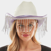 Load image into Gallery viewer, Rhinestone Fringe Glittered Cowboy Hat
