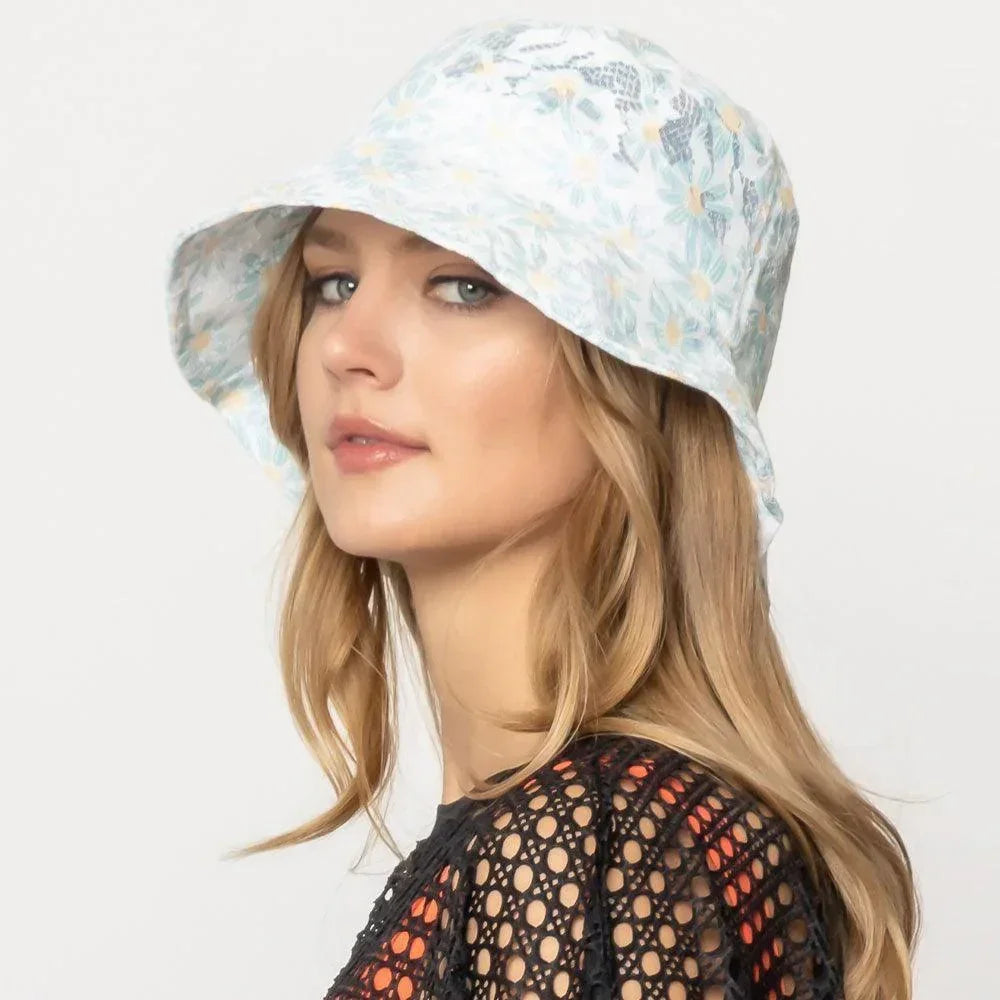 Daisy Flower Print Lace Bucket Hat - Jewelry Store by Erik Rayo