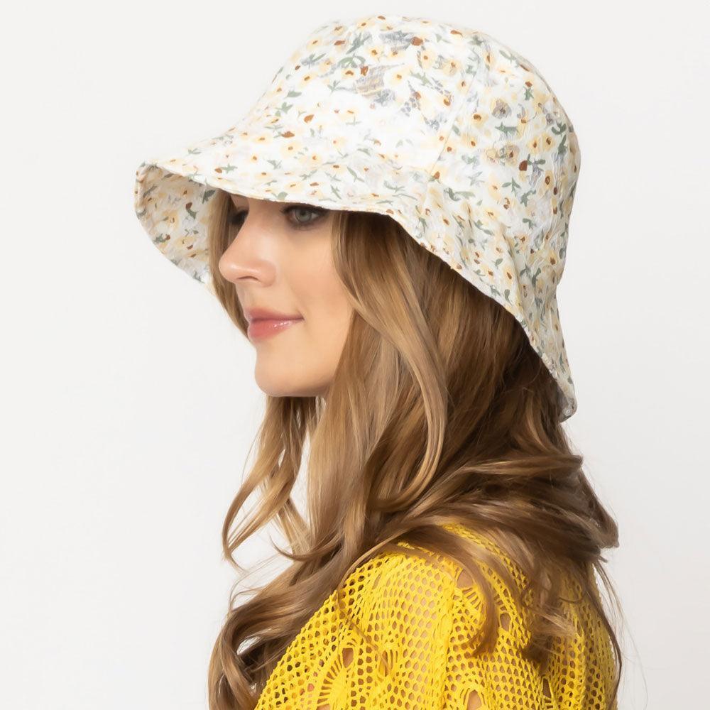 Flower Patterned Bucket Hat - Jewelry Store by Erik Rayo