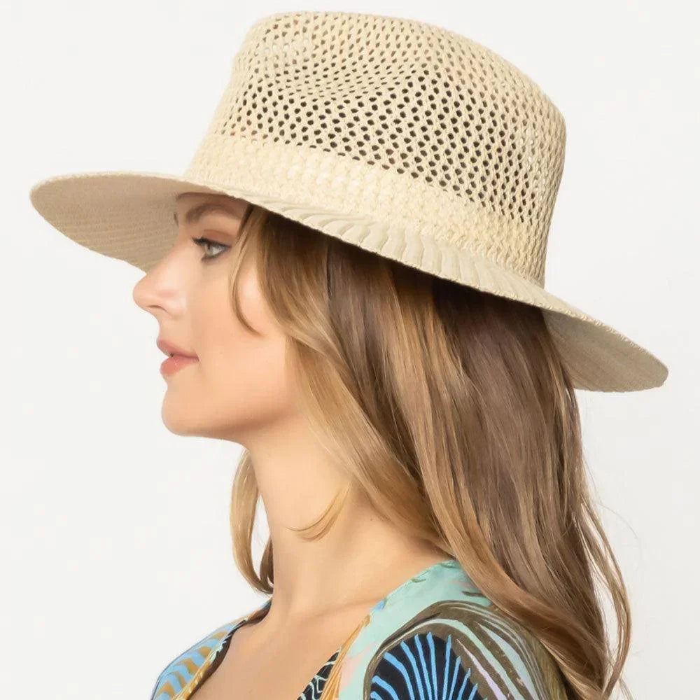 Lurex Metallic Straw Panama Sun Hat - Jewelry Store by Erik Rayo