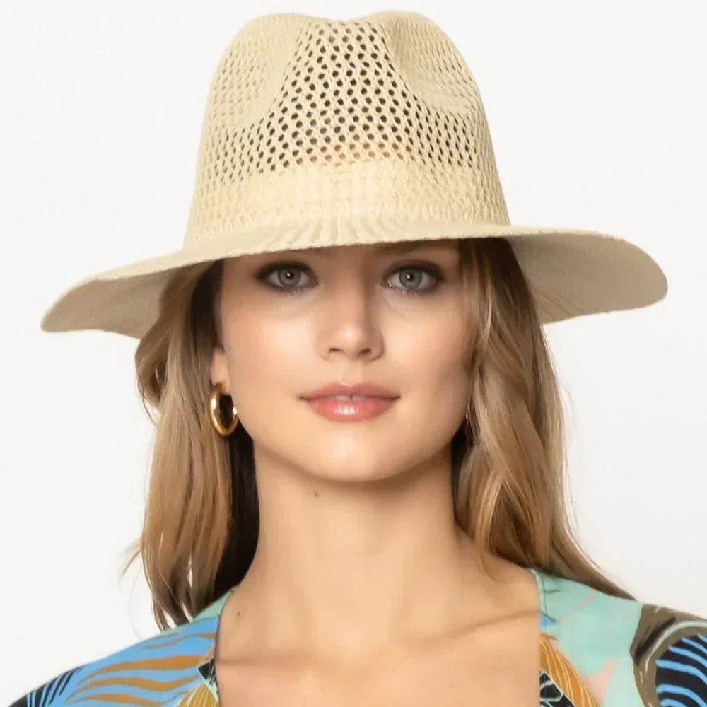 Lurex Metallic Straw Panama Sun Hat - Jewelry Store by Erik Rayo