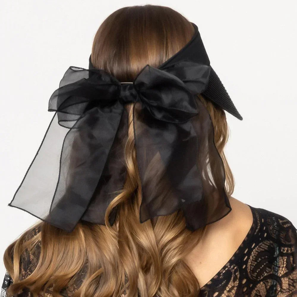 Bow Back Accented Straw Visor Sun Hat - Jewelry Store by Erik Rayo