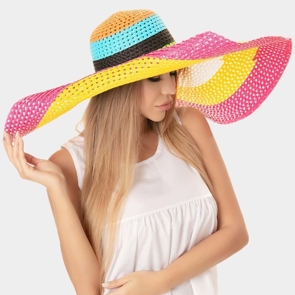 Color Block Cut Out Straw Sun Hat - Jewelry Store by Erik Rayo