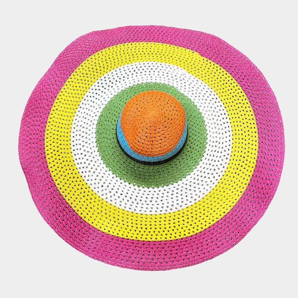 Color Block Cut Out Straw Sun Hat - Jewelry Store by Erik Rayo