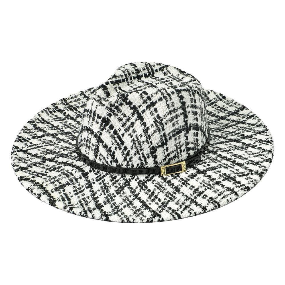 Belt Band Accented Check Patterned Panama Hat - Jewelry Store by Erik Rayo