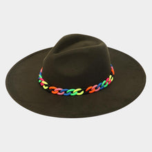 Load image into Gallery viewer, Colorful Chain Accented Solid Panama Hat
