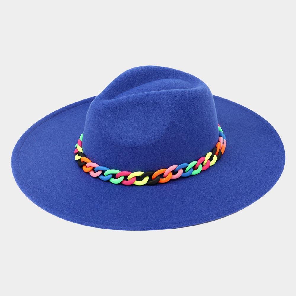 Colorful Chain Accented Solid Panama Hat - Jewelry Store by Erik Rayo