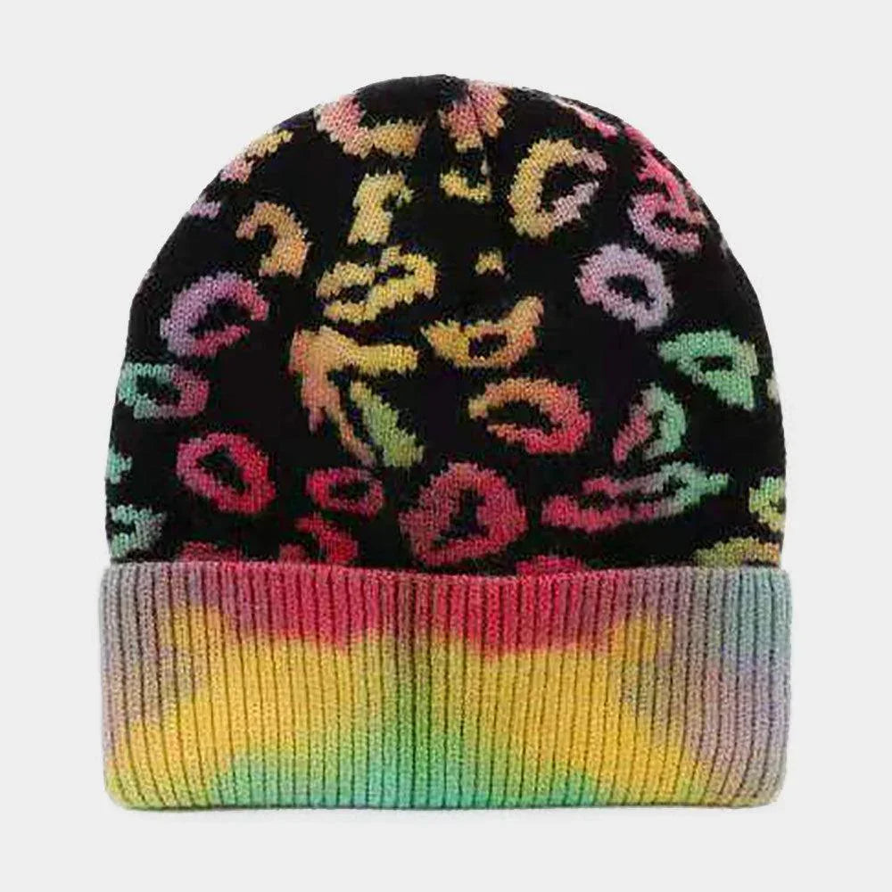 Tie Dye Leopard Pattern Beanie Hat - Jewelry Store by Erik Rayo